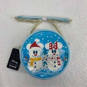 Loungefly Disney Mickey and Minnie Mouse Snow Globe Crossbody Bag NWT